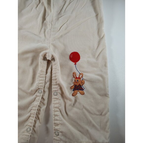 Vintage Carters Baby One Piece Romper Corduroy Plaid Red Cream Bunny 6 Month - Picture 2 of 8
